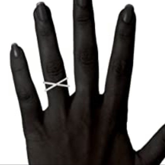 14K white gold plated X ring - Picture 3 of 3